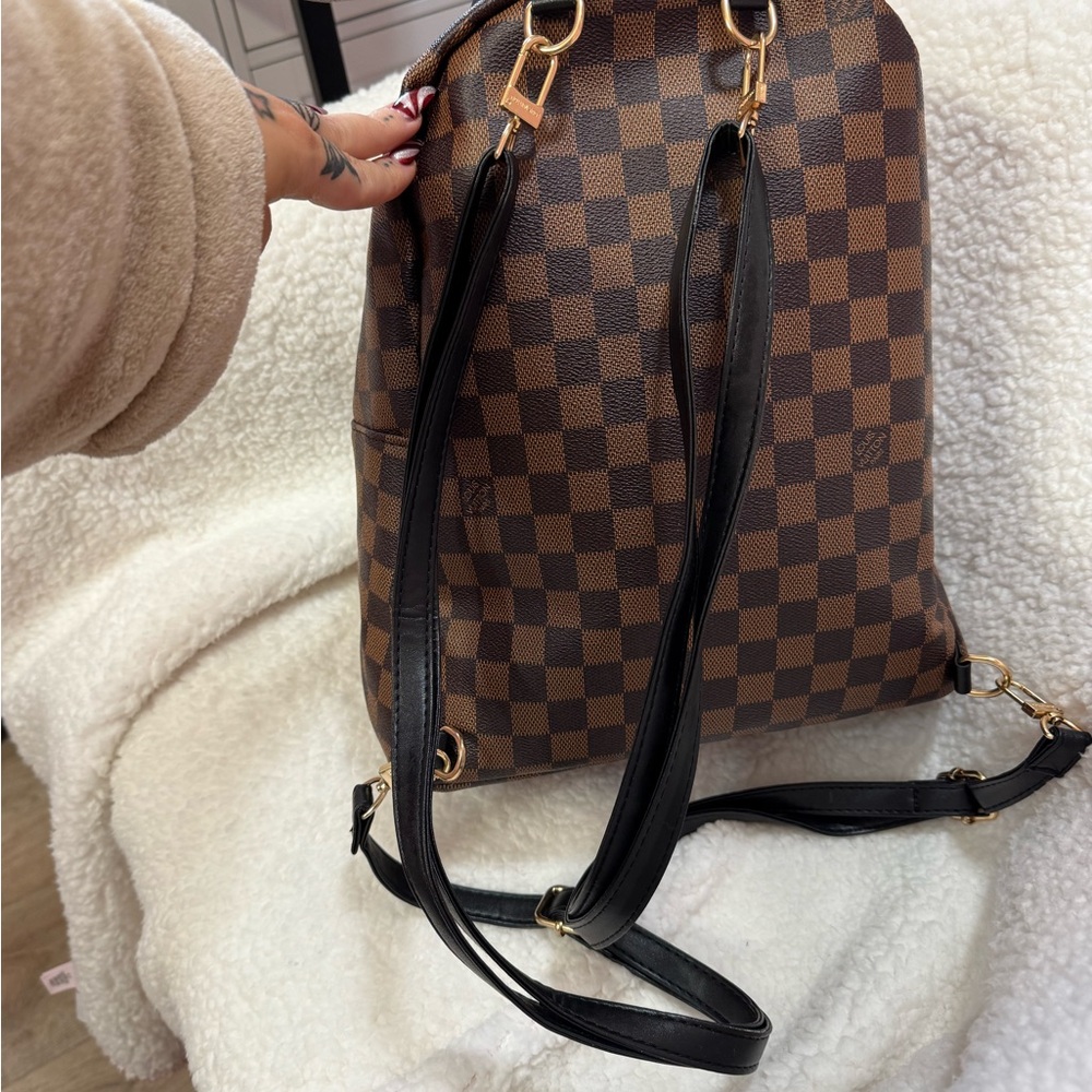 Source Unknown Brown Checkered Backpack NWT - image 2